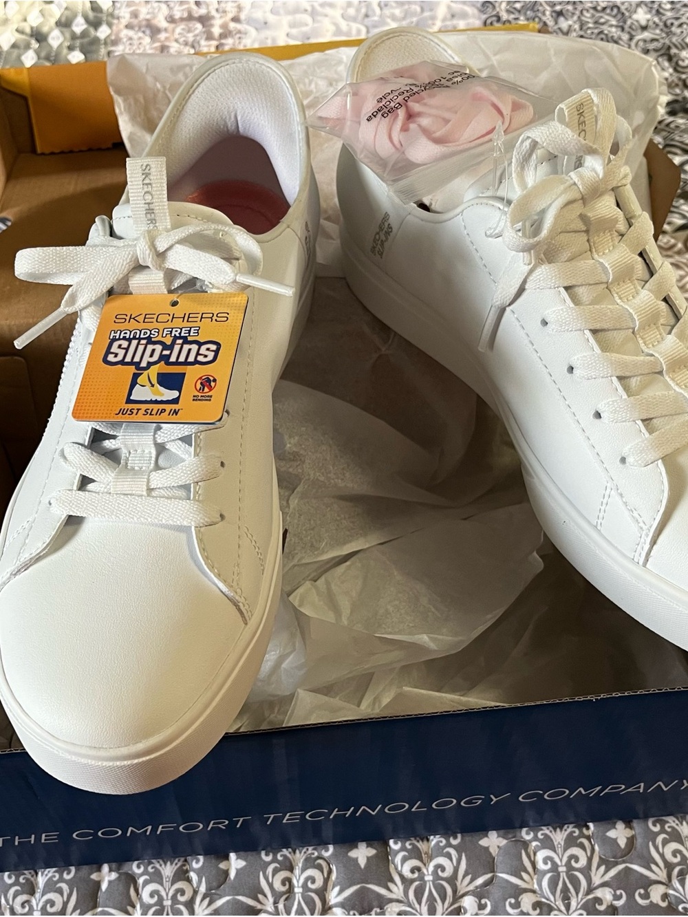 Skechers Women's White Hands-Free Slip-In Low-Top Sneakers